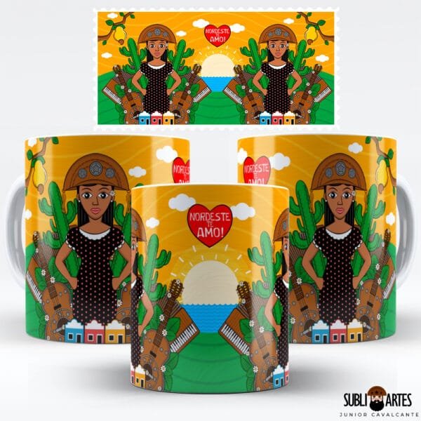 Arte para Sublimação em Caneca Tema Nordeste 054 Mulher Nordestina