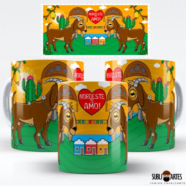 Arte para Sublimação em Caneca Tema Nordeste 061 Bode Nordestino