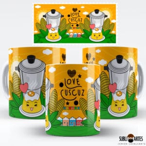 Arte para Sublimação em Caneca Tema Nordeste 063 Love Cuscuz