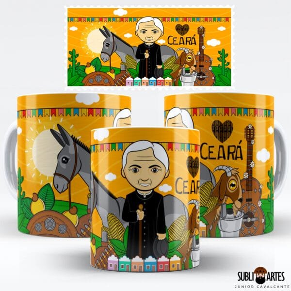 Arte para Sublimação em Caneca Tema Nordeste 070 Ceará Padre Cícero