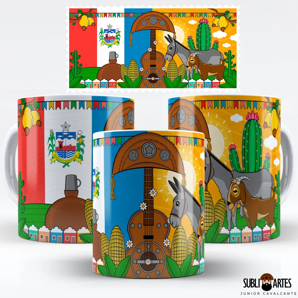 Arte para Sublimação em Caneca Tema Nordeste 082 Bandeira Alagoas