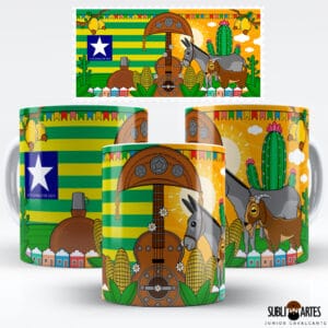 Arte para Sublimação em Caneca Tema Nordeste 088 Bandeira Piauí
