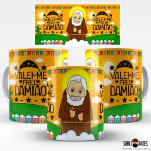 Arte para Sublimação em Caneca Tema Nordeste 093 Valei-me Frei Damião
