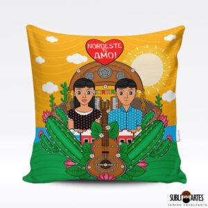Arte para Sublimação em Almofada Tema Nordeste 050 Casal Nordestino