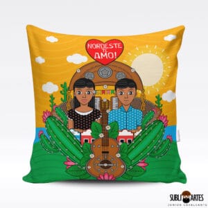 Arte para Sublimação em Almofada Tema Nordeste 051 Casal Nordestino