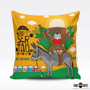 Arte para Sublimação em Almofada Tema Nordeste 062 Jumento Nordestino
