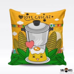 Arte para Sublimação em Almofada Tema Nordeste 063 Love Cuscuz