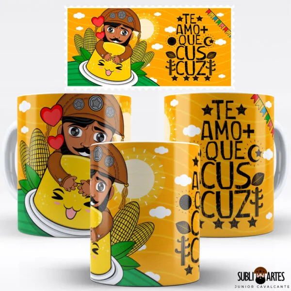Arte para Sublimação em Caneca Tema Nordeste 116 Te Amo Mais Que Cuscuz