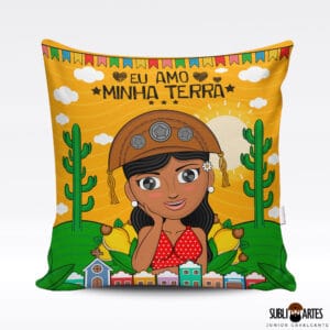 Arte para Sublimação em Almofada Tema Nordeste 105 Eu Amo Minha Terra