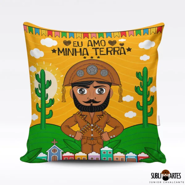 Arte para Sublimação em Almofada Tema Nordeste 107 Eu Amo Minha Terra