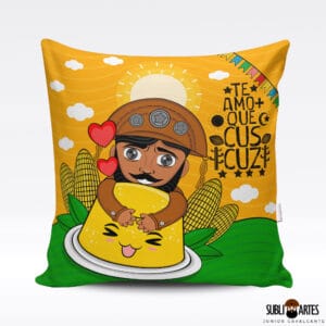 Arte para Sublimação em Almofada Tema Nordeste 116 Te Amo Mais que Cuscuz