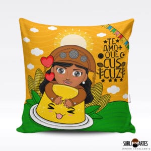 Arte para Sublimação em Almofada Tema Nordeste 117 Te Amo Mais que Cuscuz