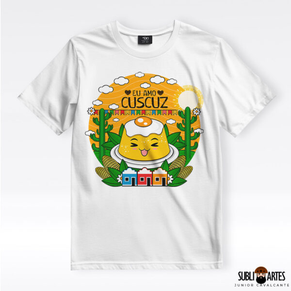 Arte para Sublimação em Camisetas Tema Nordeste 066 Eu Amo Cuscuz