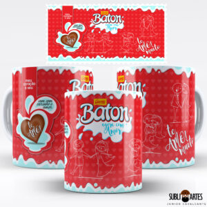 Arte para Sublimação em Caneca Tema Páscoa 040 Baton e Amor
