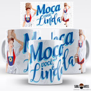 Arte para Sublimação em Caneca Tema Páscoa 041 Moça Você é Linda