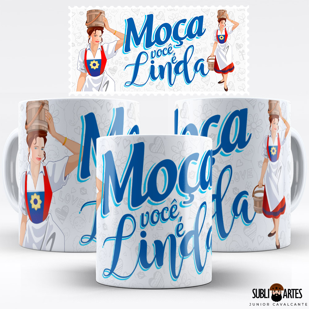 Arte para Sublimação em Caneca Tema Páscoa 041 Moça Você é Linda