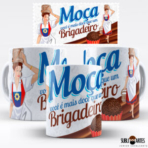 Arte para Sublimação em Caneca Tema Páscoa 043 Moça Brigadeiro